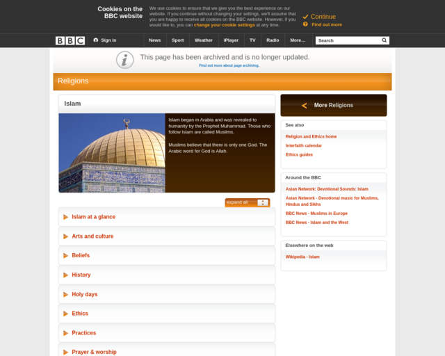 Screenshot of the BBC website