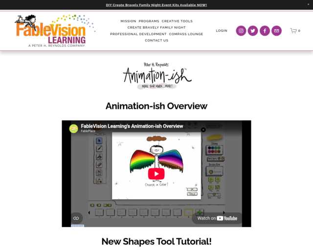Screenshot of the Animation-ish Tutorials website