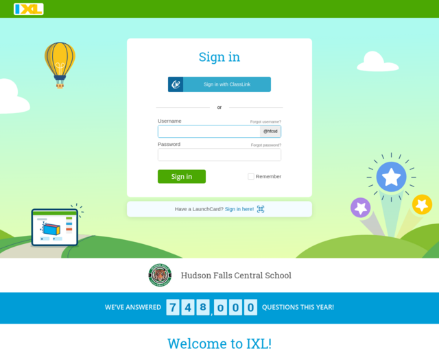 Screenshot of the IXL website