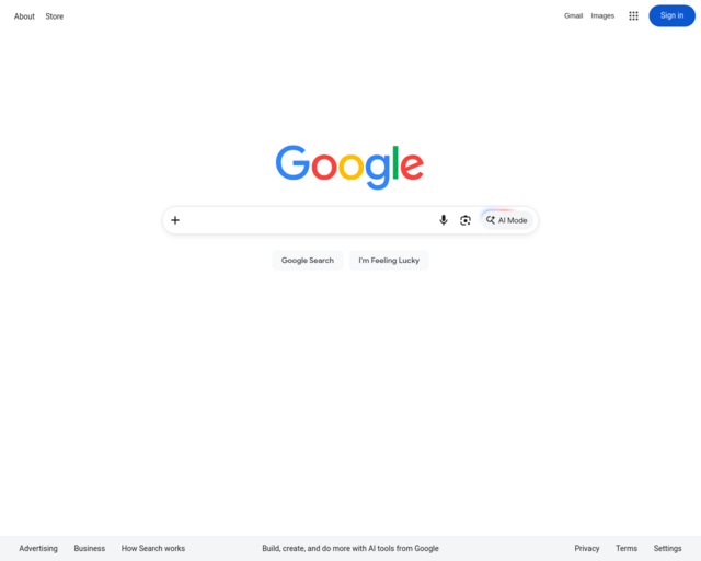 Screenshot of the Google website