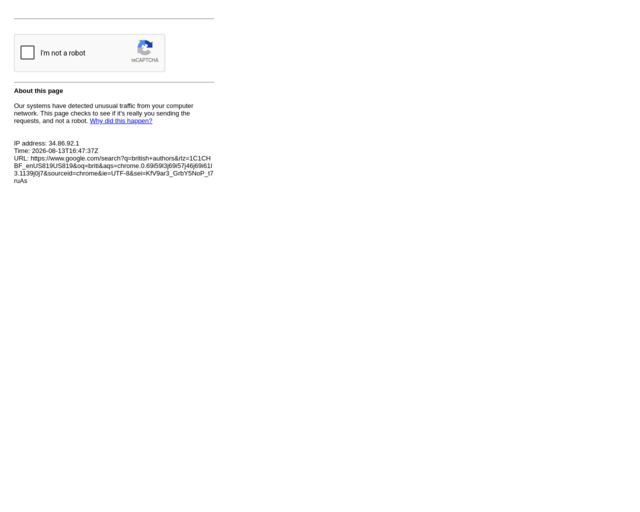 Screenshot of the British Authors website