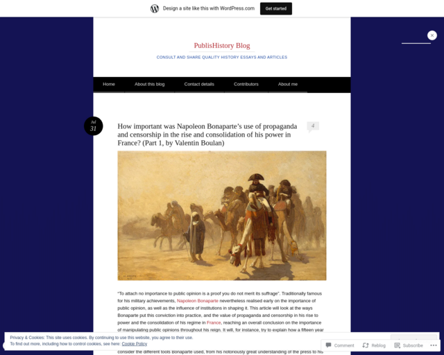 Screenshot of the Part 1 - How important was Napoleon’s use of propaganda and censorship in the rise of his power in France? website