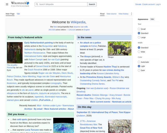 Screenshot of the Wikipedia -- This is a tool, not a resource! website