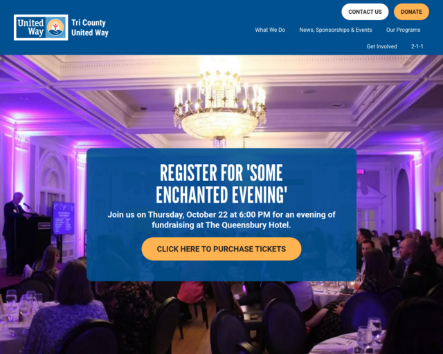 Screenshot of the Tri-County United Way website