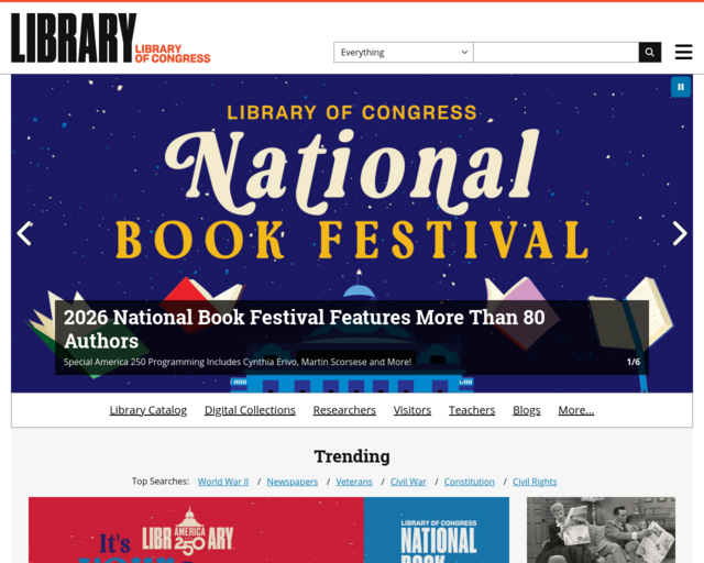 Screenshot of the Library of Congress website