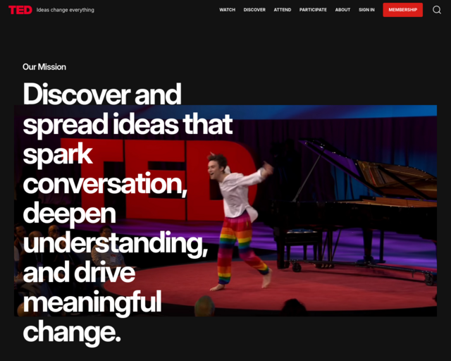 Screenshot of the Origin and Purpose of TED Talks website