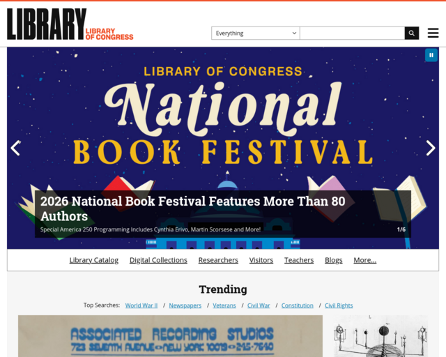 Screenshot of the Library of Congress website