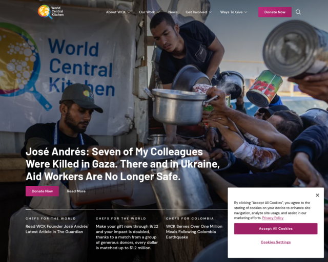 Screenshot of the World Central Kitchen website
