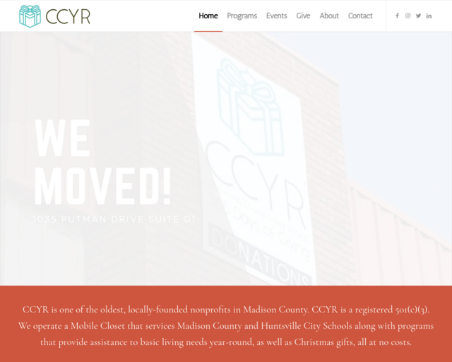 Screenshot of the Christmas Charities Year Round website