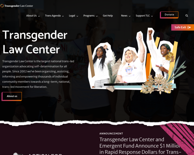 Screenshot of the Transgender Law Center website
