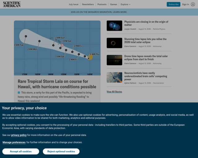 Screenshot of the Scientific American website