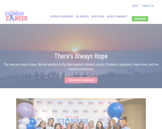 Screenshot of the Hope for Stomach Cancer website