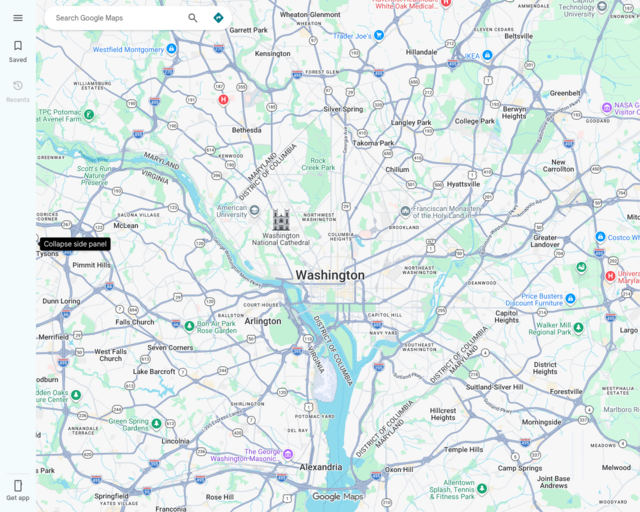 Screenshot of the Google Maps website