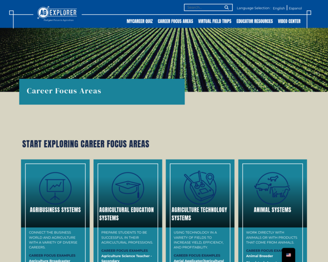 Screenshot of the Ag Explorer website