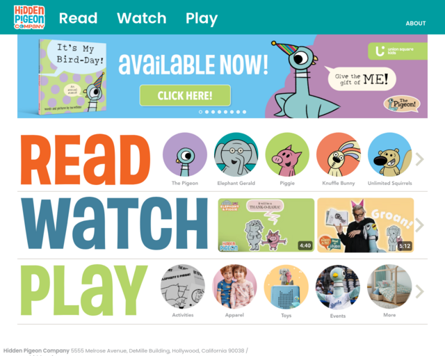 Screenshot of the Mo Willems website