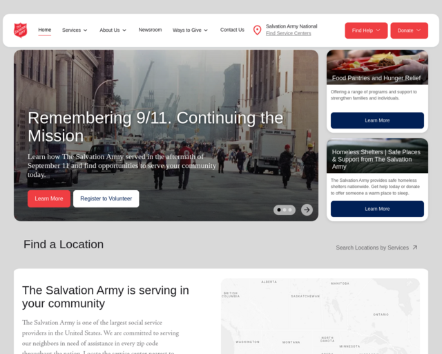 Screenshot of the The Salvation Army website