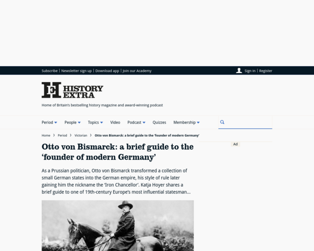 Screenshot of the Otto von Bismarck: a brief guide to the ‘founder of modern Germany’ website