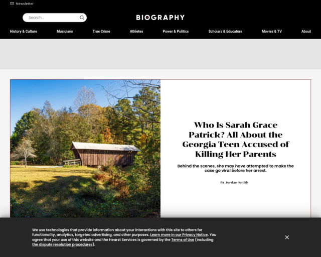 Screenshot of the Biography.com website